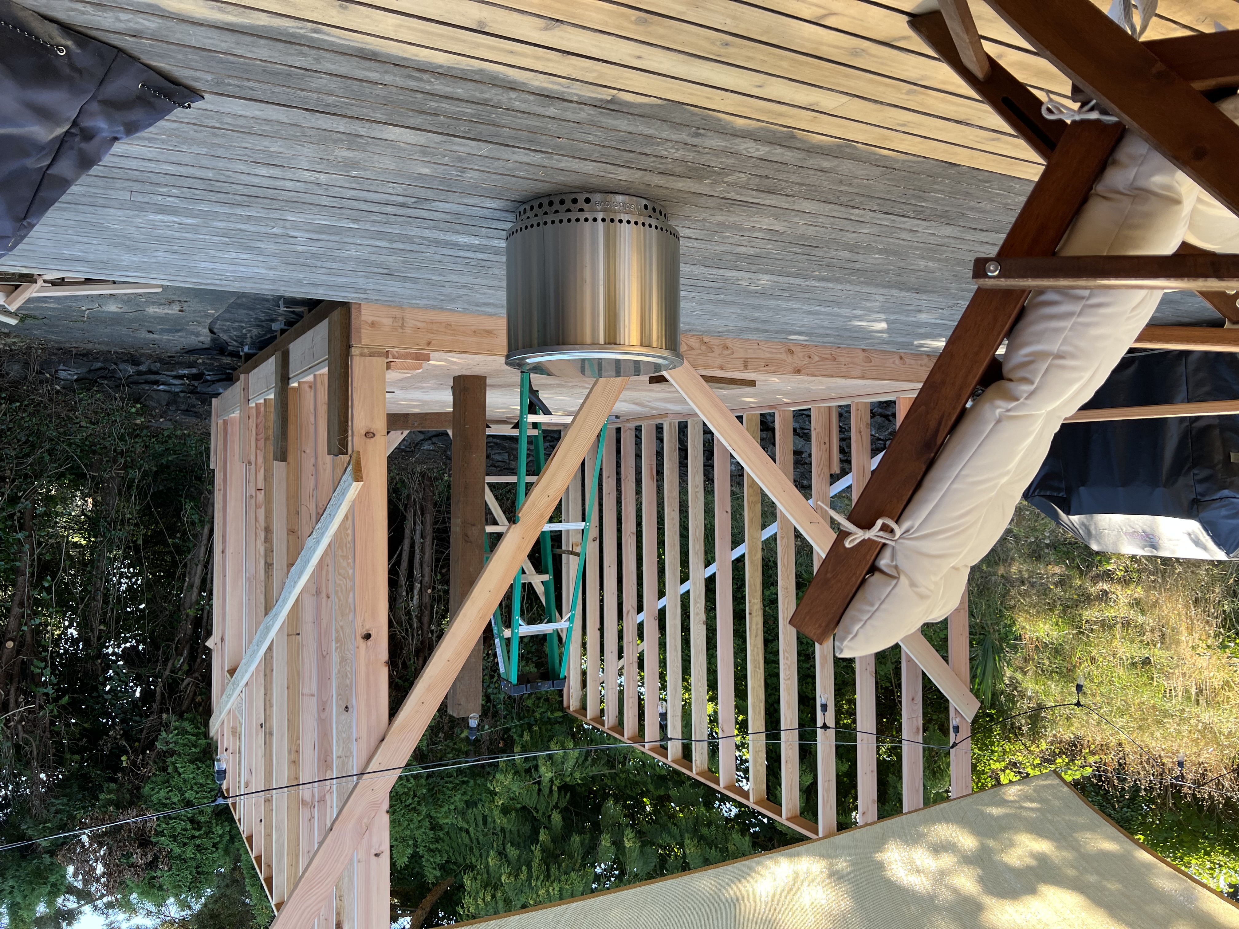 Custom covered patio structure under construction